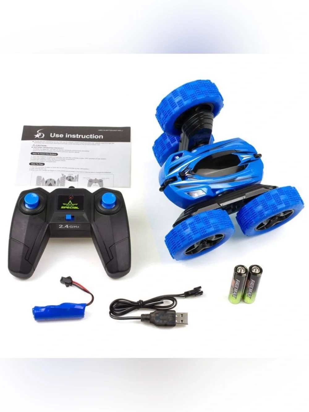 Blue 360° Stunt RC Stunt Car, Remote Control Car, 360 degree flip - Kids Toys